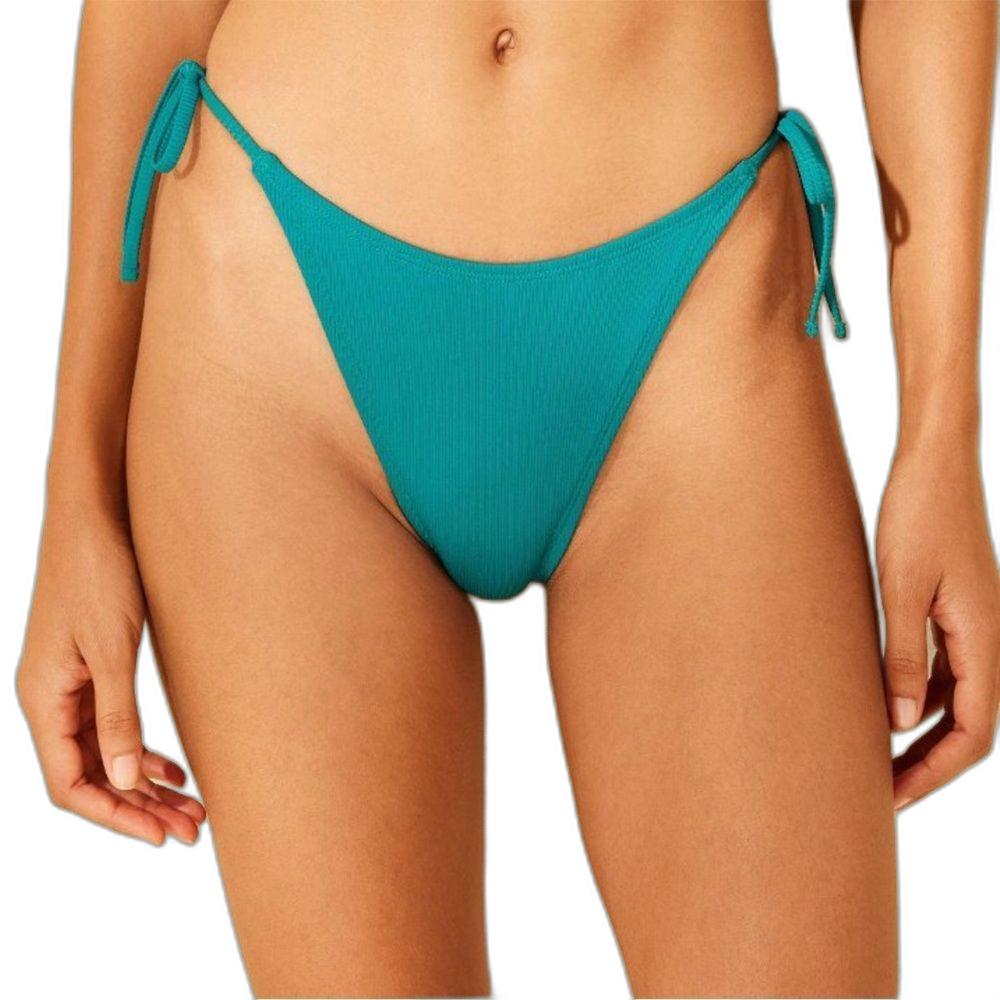 NWT Wild Fable BOTTOMS ONLY* Ribbed Teal Blue Green Bikini XXS Side Tie Cheeky